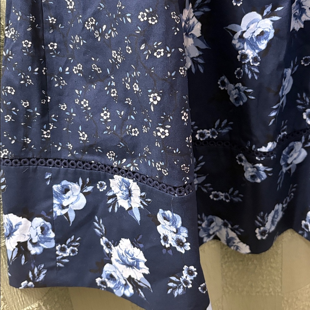 Kate spade Navy Floral Dress with Gold Zipper - Picture 4 of 12